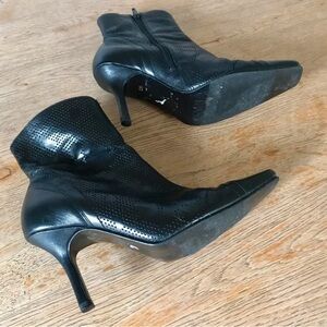 Elegant Black Perforated Heeled Boots